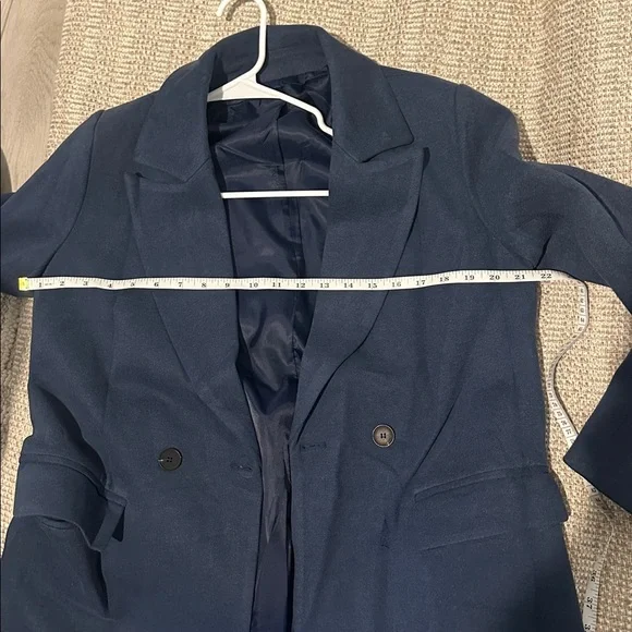 Women's Blue Long Coat - Picture 8 of 10